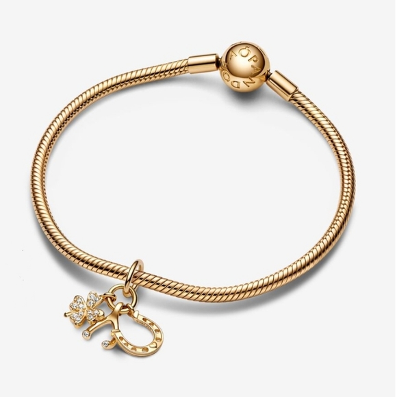 Pandora Lucky Clover, Wishbone & Horseshoe Dangle Charm - Picture 5 of 8